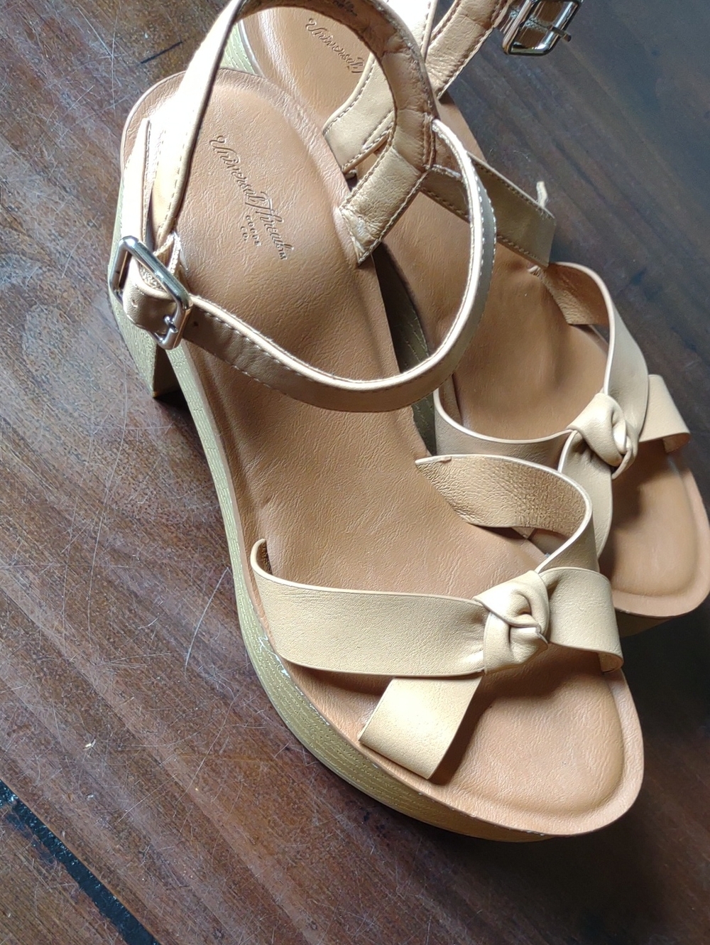 Universal Thread Nude Knot Ankle-Strap Block Heels